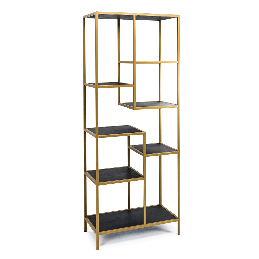 Vakkenkast 'Guus' 80 x 200cm, kleur goud / zwart eiken