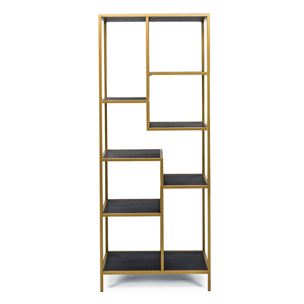 Vakkenkast 'Guus' 80 x 200cm, kleur goud / zwart eiken