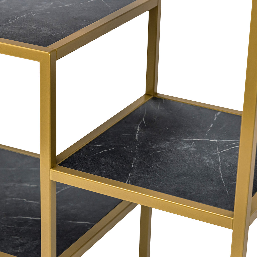 Vakkenkast 'Guus' 80 x 200cm, kleur goud / zwart marmer