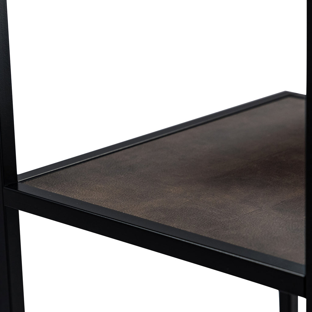 Vakkenkast 'Guus' 80 x 200cm, kleur zwart / lederlook bruin