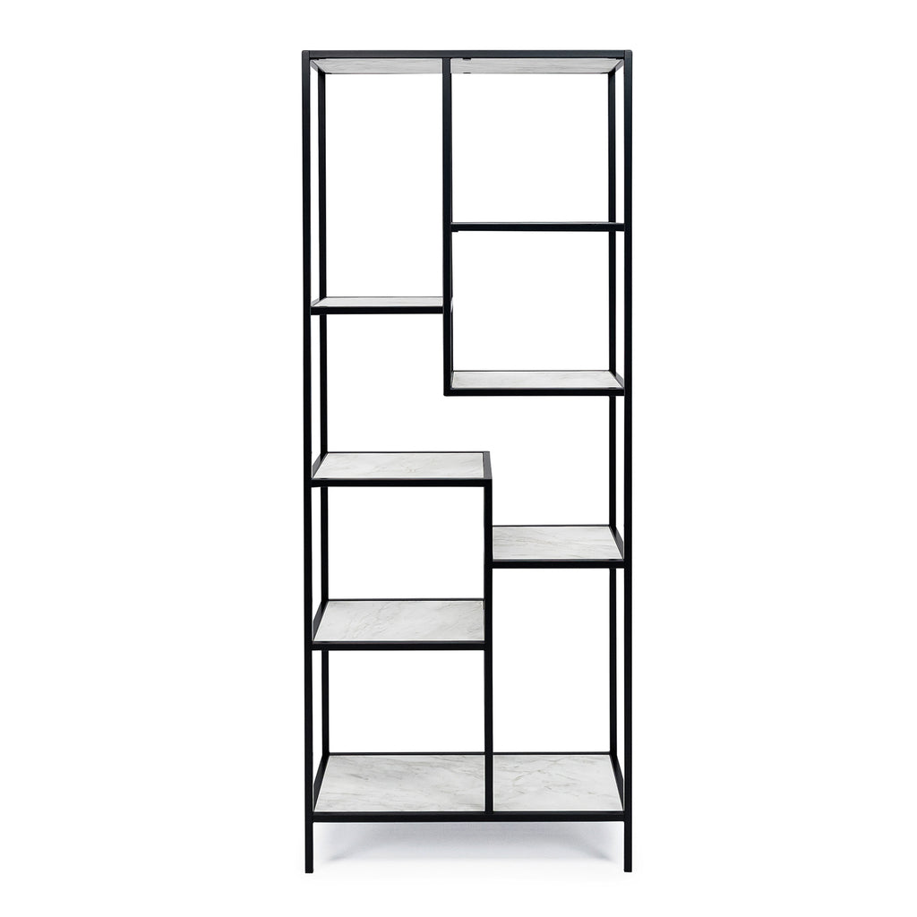 Vakkenkast 'Guus' 80 x 200cm, kleur zwart / wit marmer