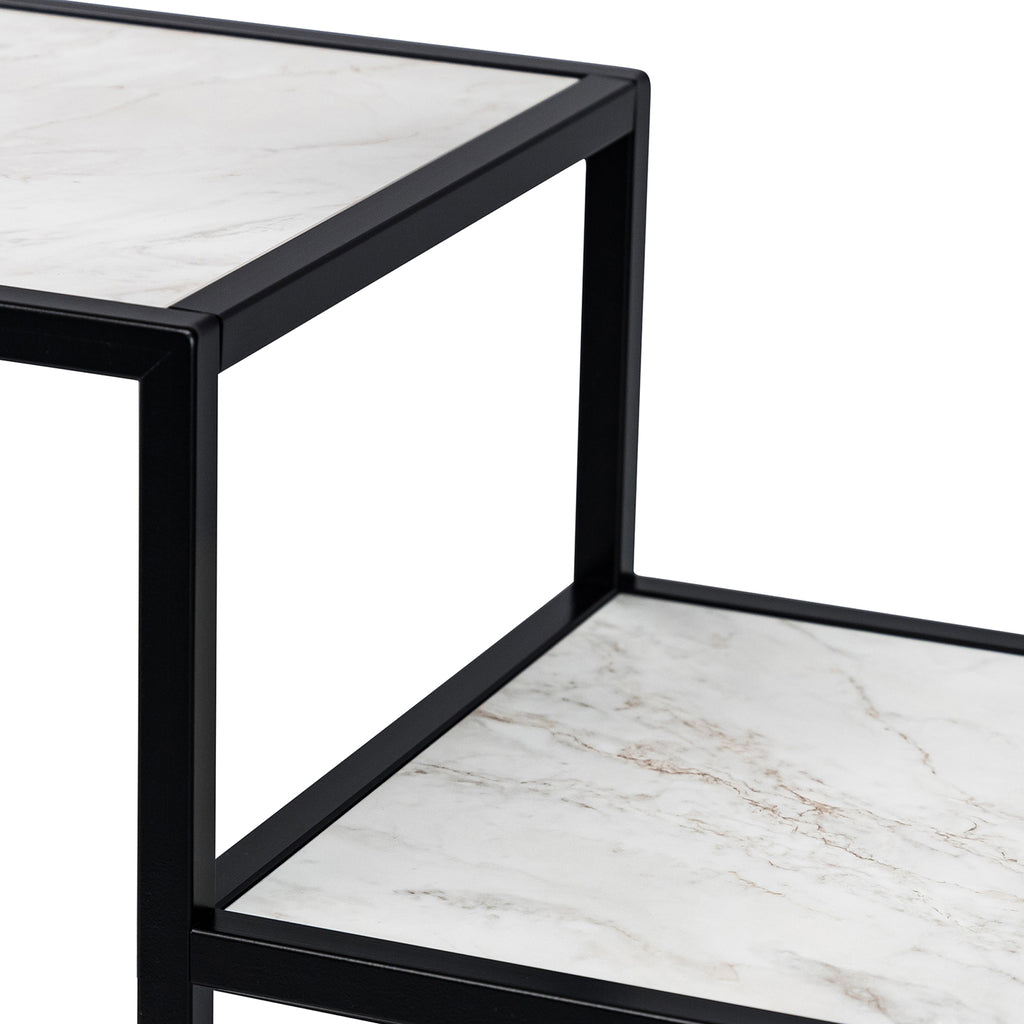 Vakkenkast 'Guus' 80 x 200cm, kleur zwart / wit marmer