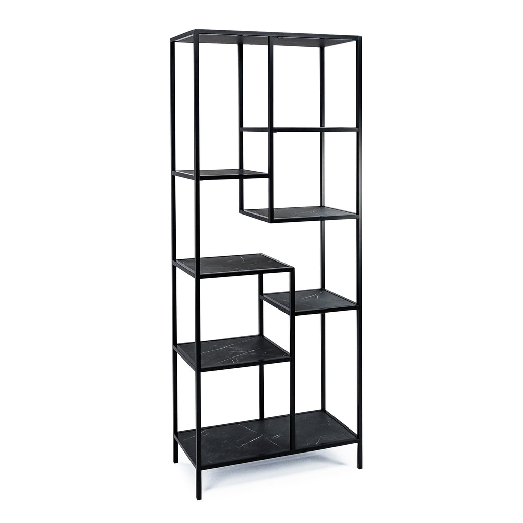 Vakkenkast 'Guus' 80 x 200cm, kleur zwart / zwart marmer