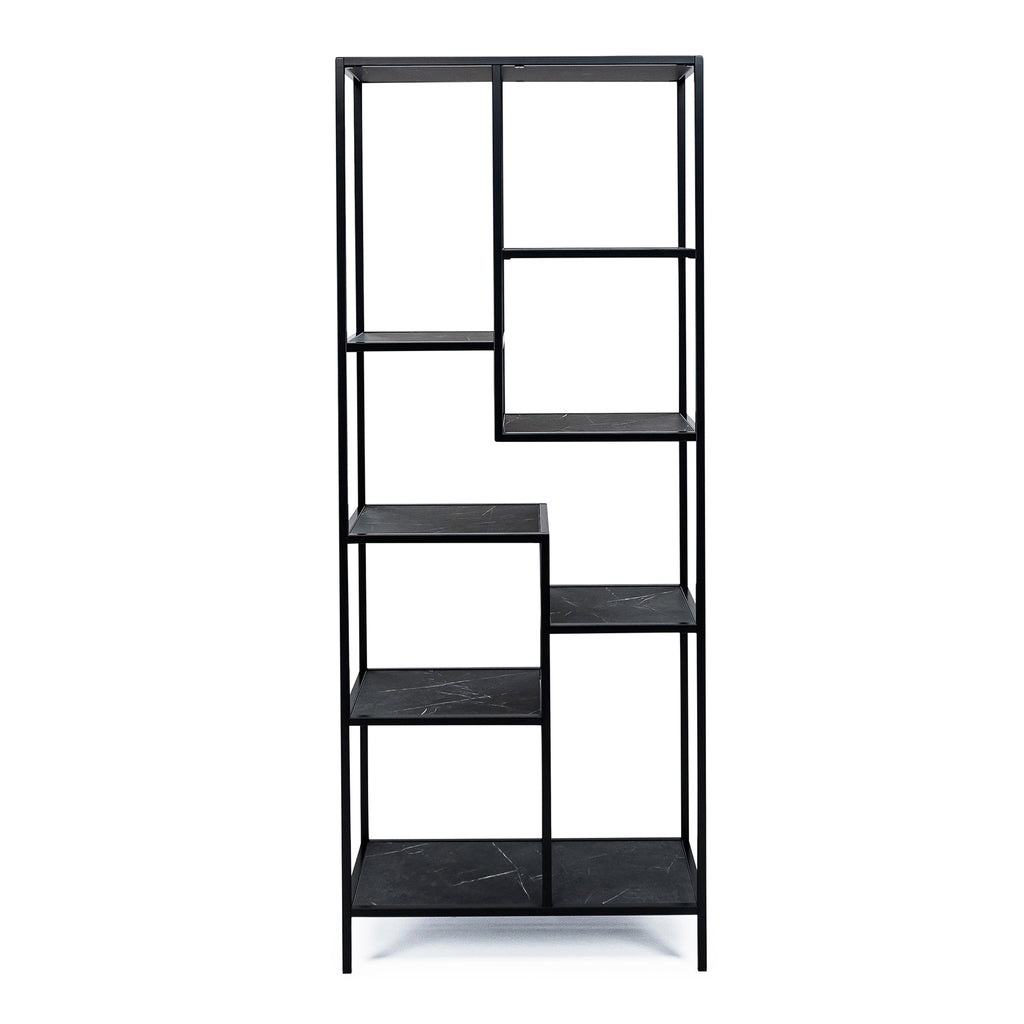 Vakkenkast 'Guus' 80 x 200cm, kleur zwart / zwart marmer