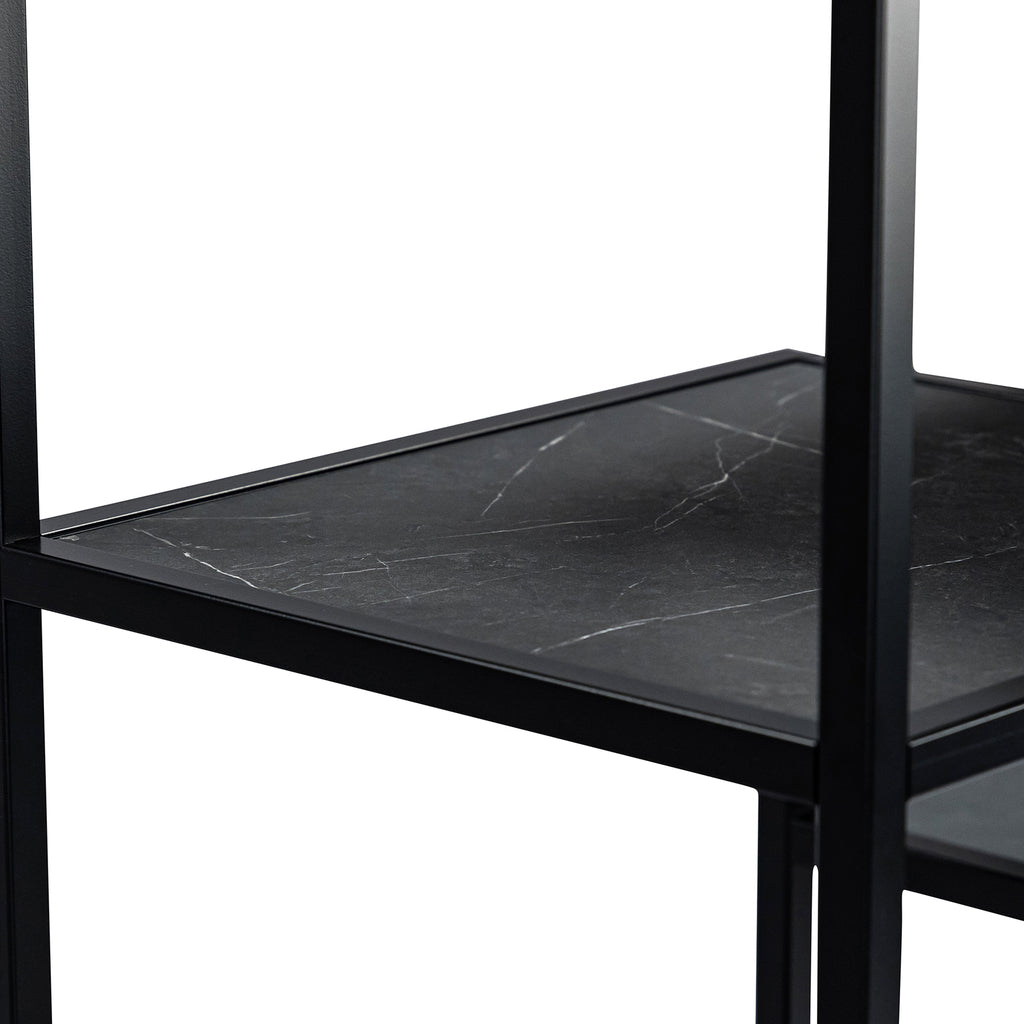 Vakkenkast 'Guus' 80 x 200cm, kleur zwart / zwart marmer