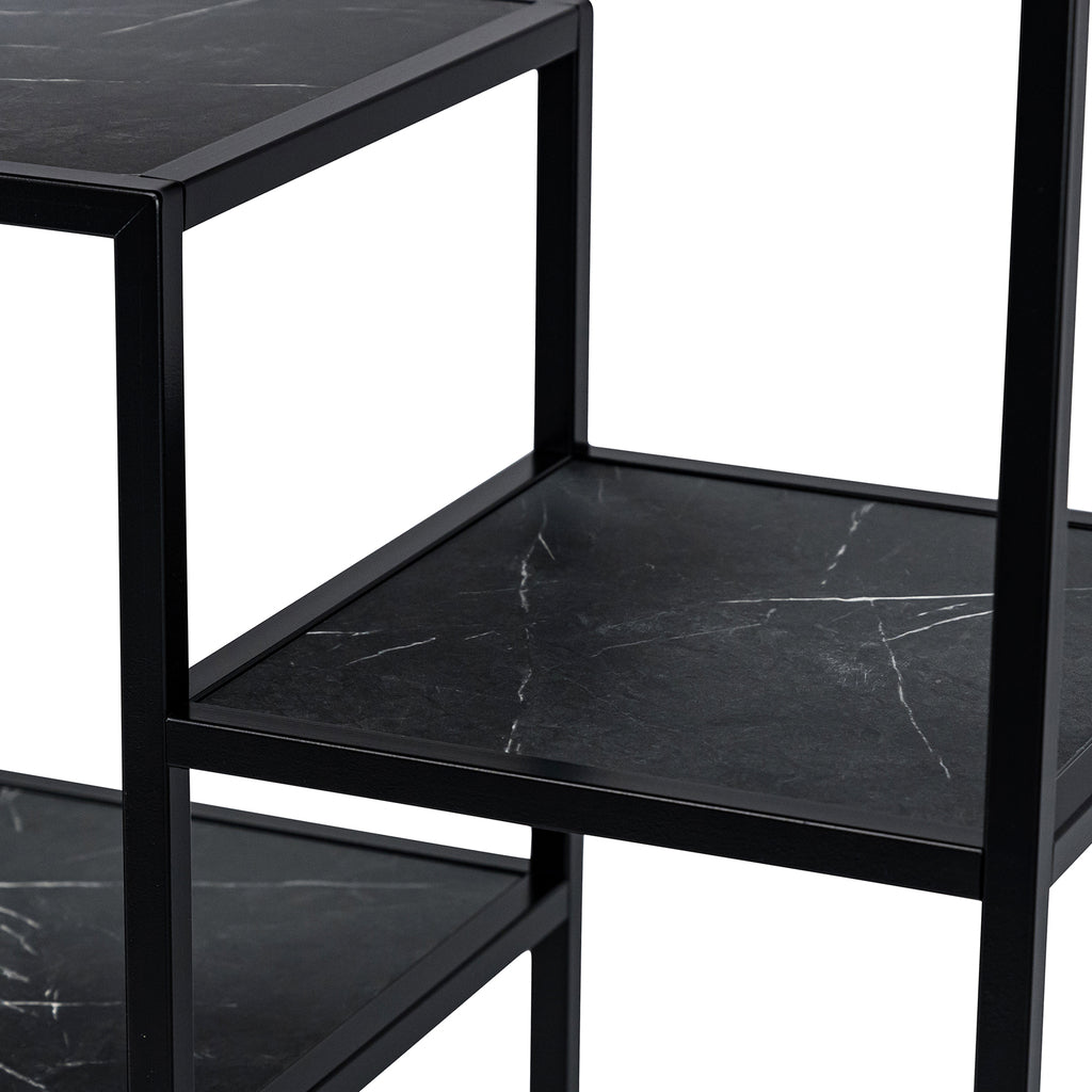 Vakkenkast 'Guus' 80 x 200cm, kleur zwart / zwart marmer