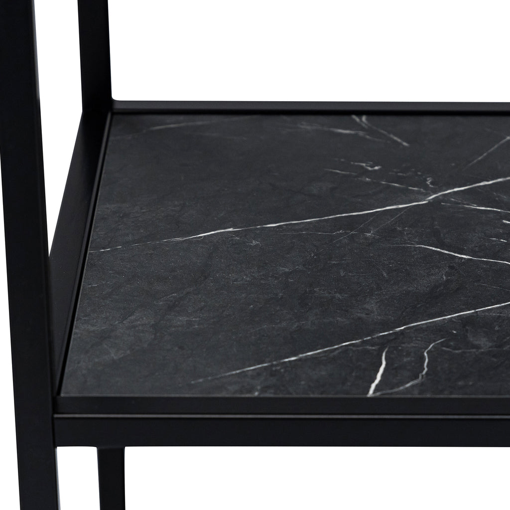 Vakkenkast 'Guus' 80 x 200cm, kleur zwart / zwart marmer