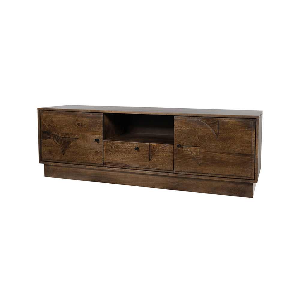 TV meubel 150 cm met 2 deuren, 1 lade en 1 open vak, Dark Walnut