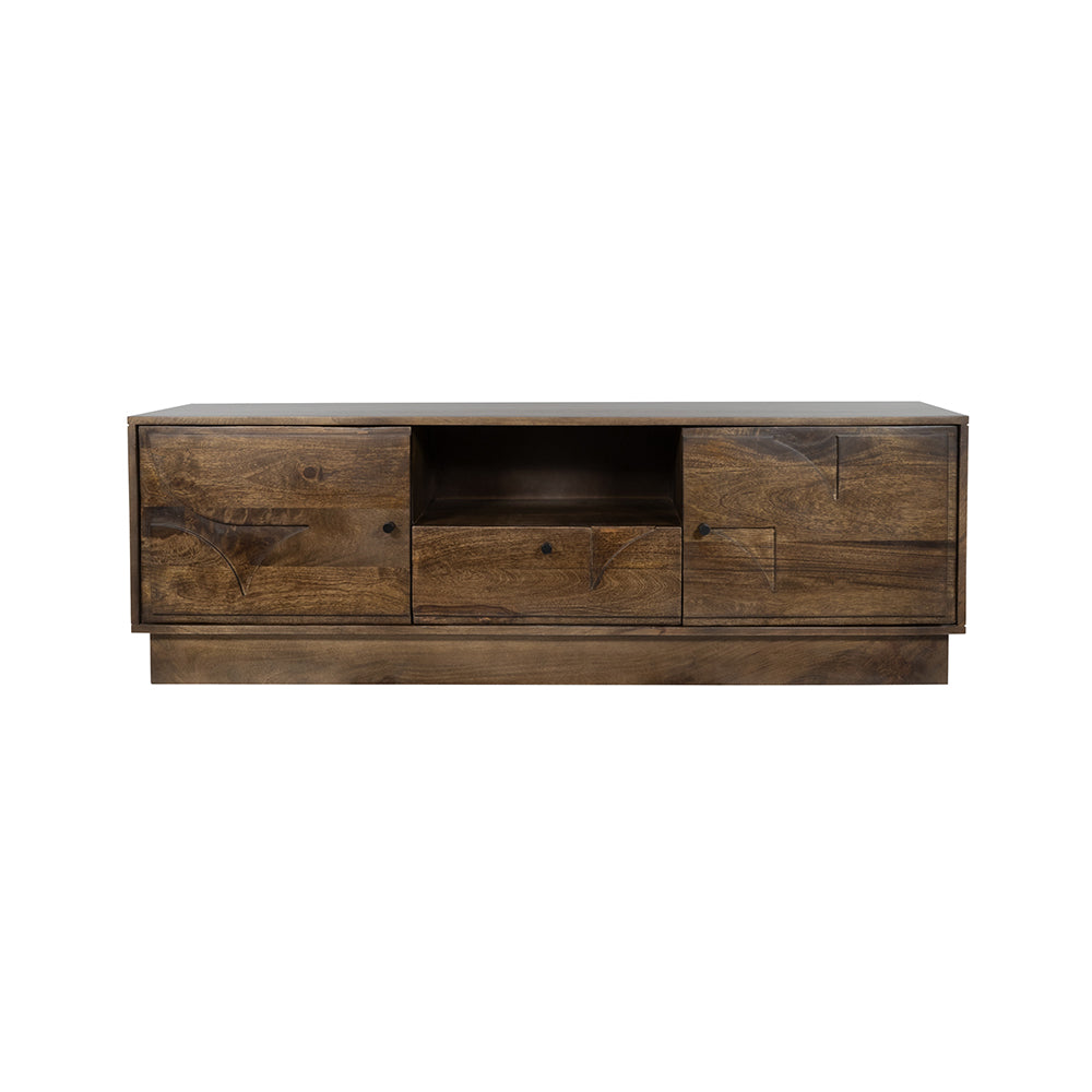 TV meubel 150 cm met 2 deuren, 1 lade en 1 open vak, Dark Walnut
