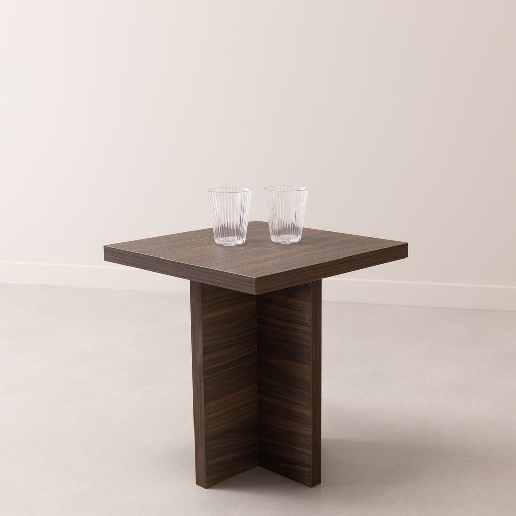 Vierkante Salontafel River 40cm, kleur bruin notenhout