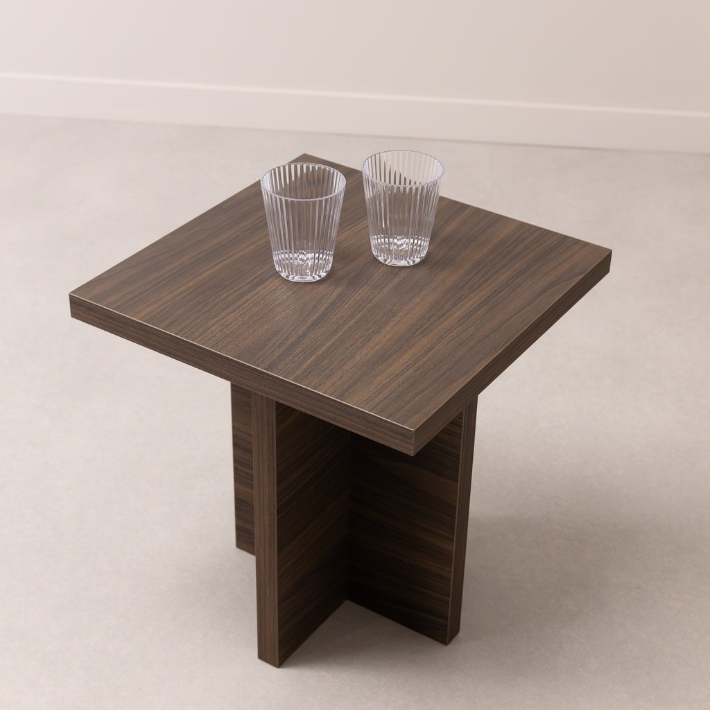 Vierkante Salontafel River 40cm, kleur bruin notenhout