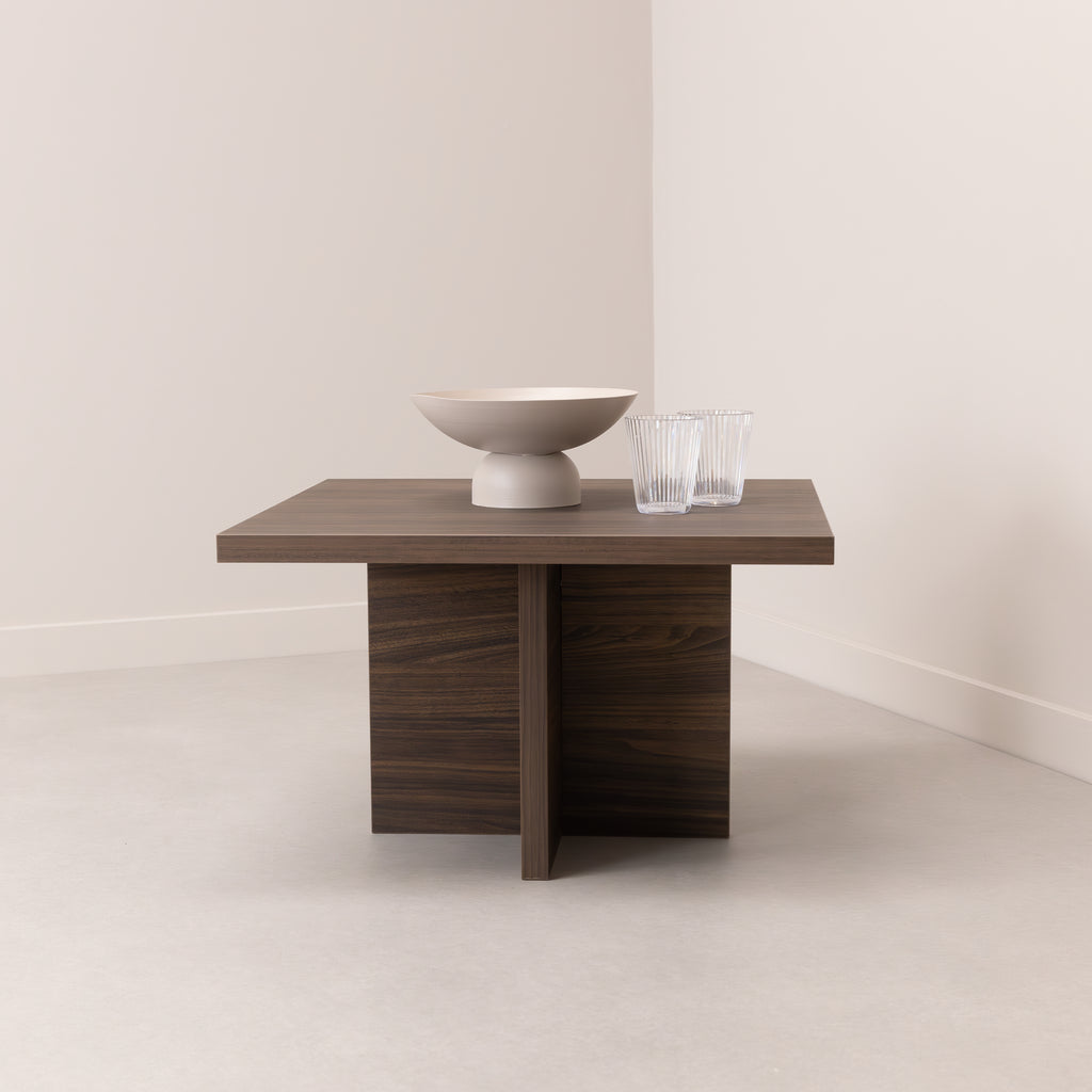 Vierkante Salontafel River 60cm, kleur bruin notenhout