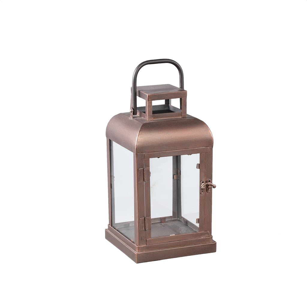 Vitoria Copper rectangle iron lantern with glass S