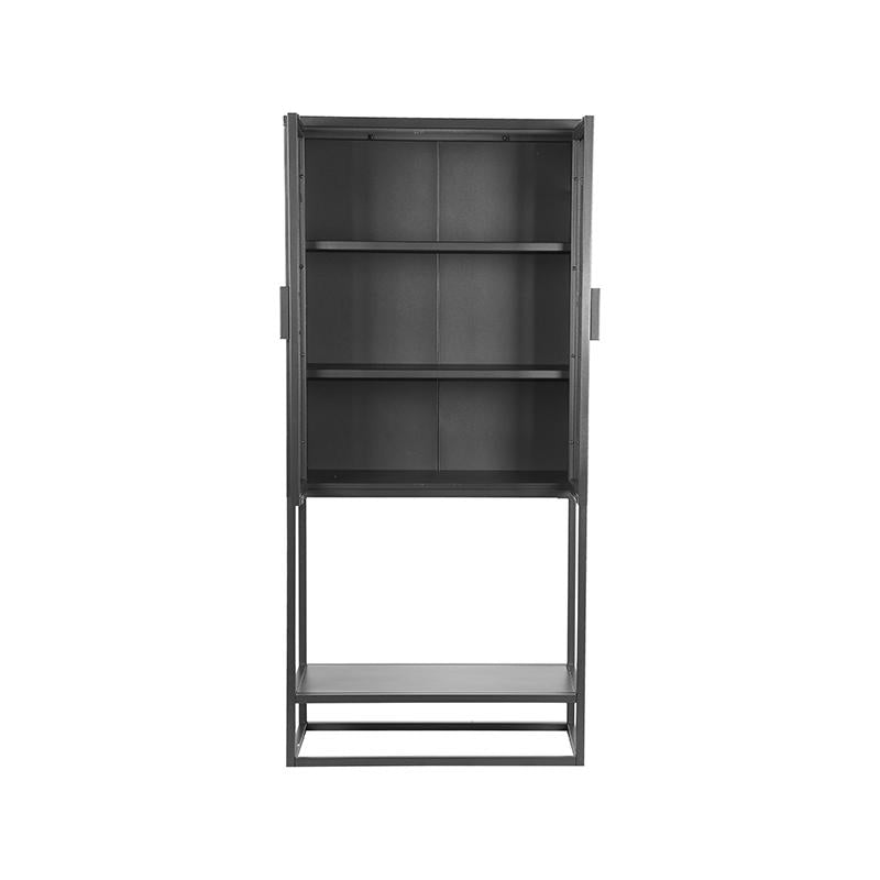Vitrinekast Level - Zwart - Metaal - 70x35x150 cm