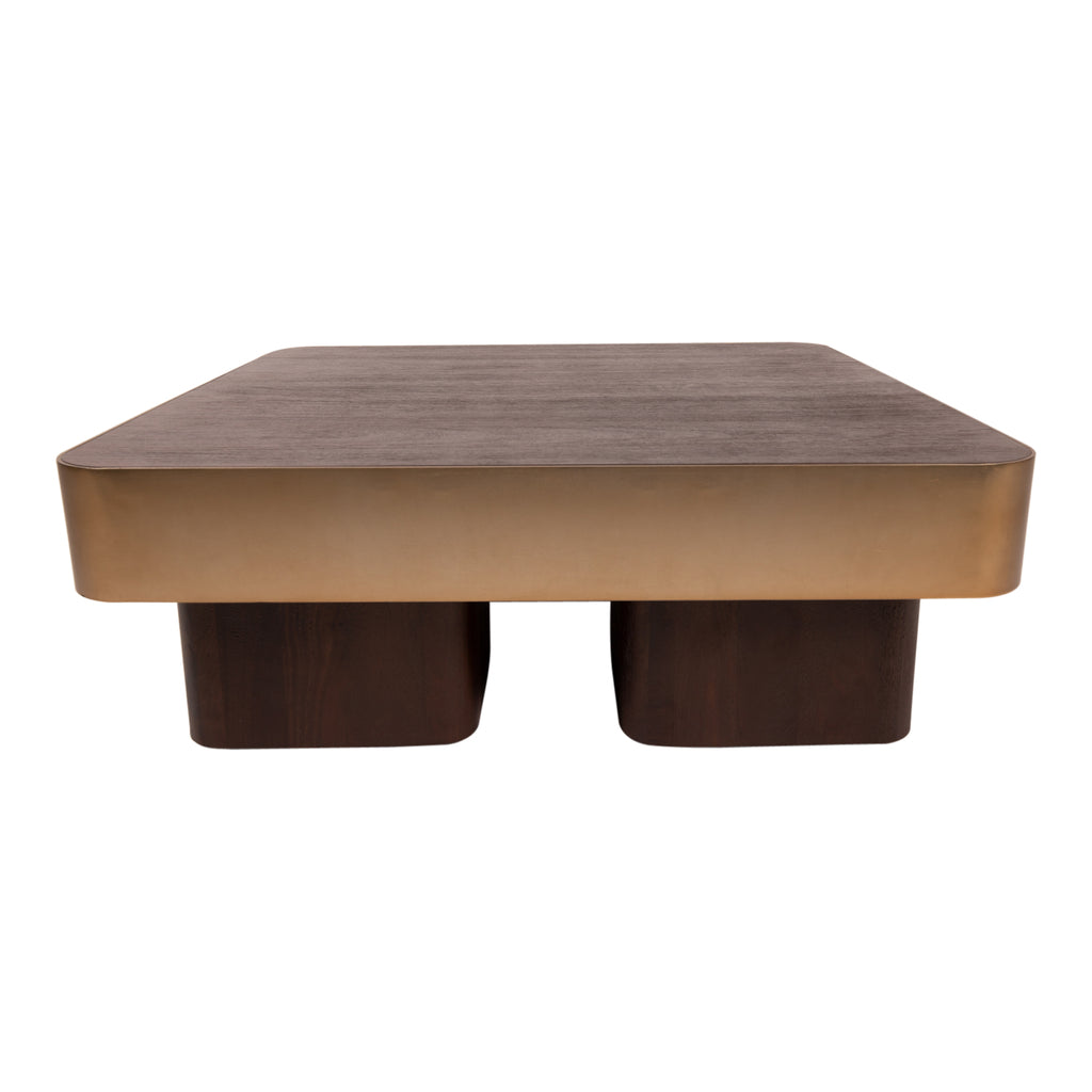 Warren Coffee Table 90x90x31 brown wood gold metal