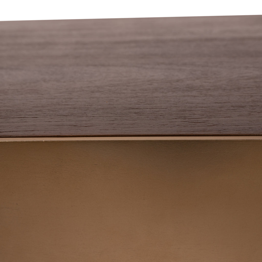 Warren Coffee Table 90x90x31 brown wood gold metal