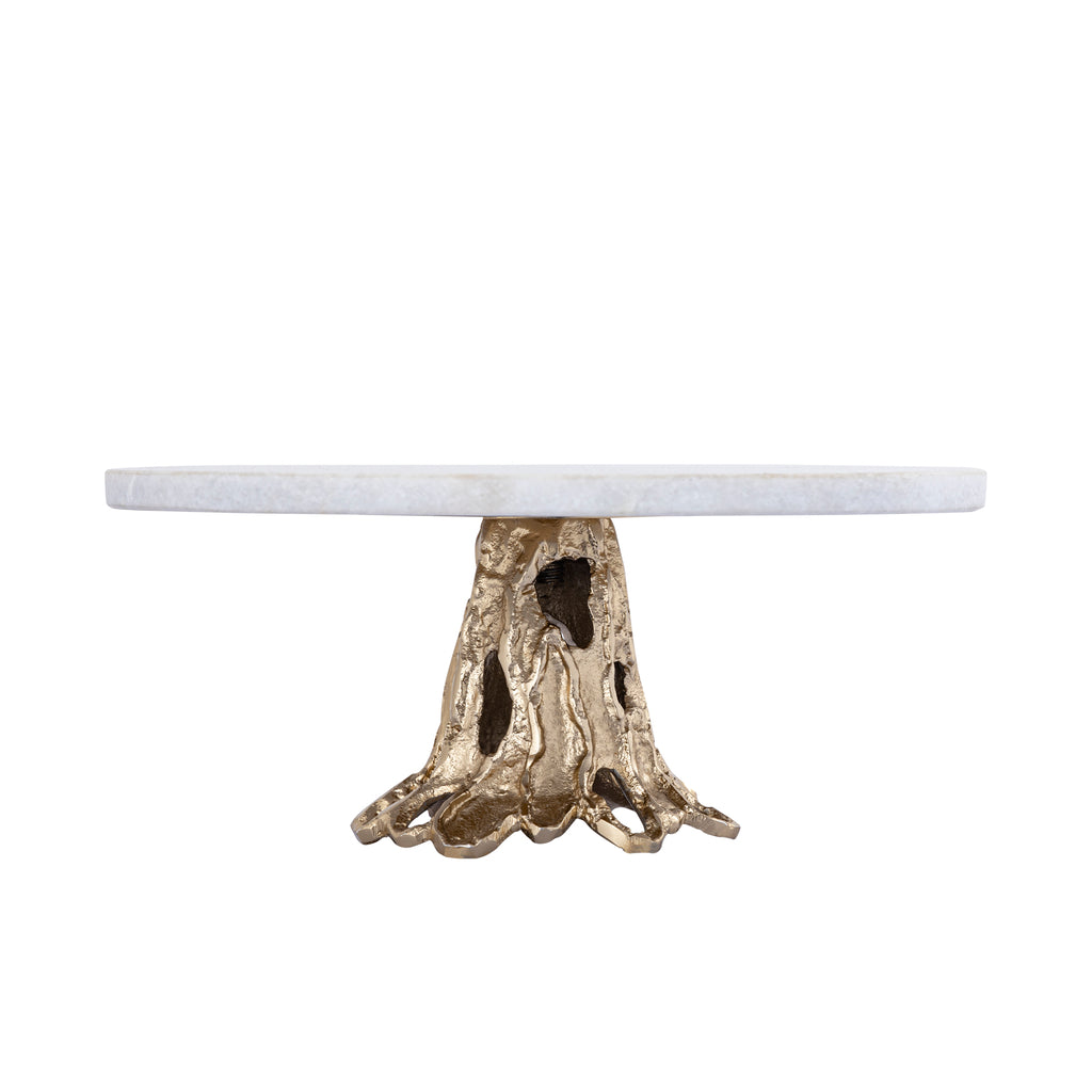 Wayson White Marble alu cake plate champagne base